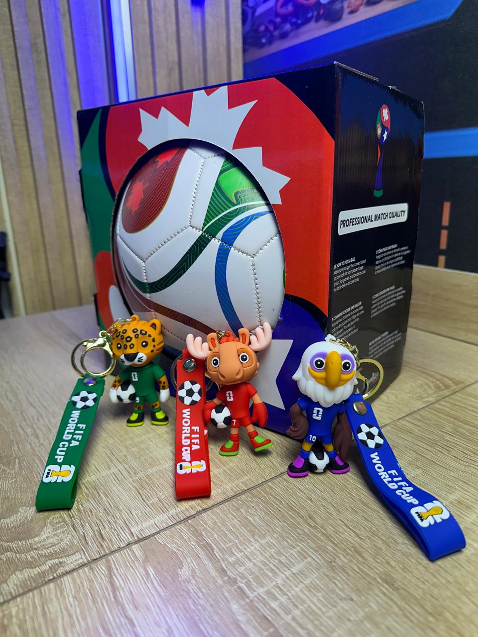 BALON MUNDIAL 2026 CON LLAVERO Y CAJA